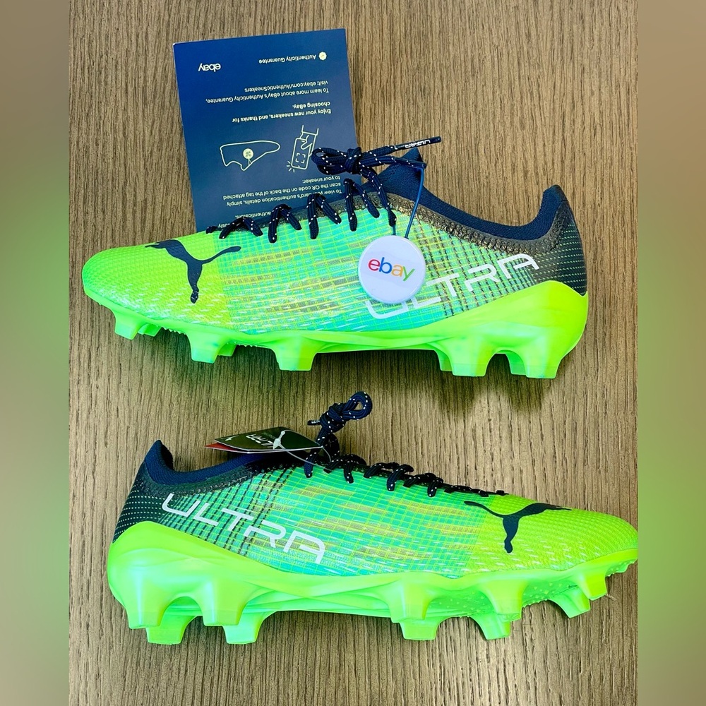 PUMA ULTRA 1.3 FG/AG Soccer Cleat Green Glare/Elektro Aqua/Spellbound Size US 9